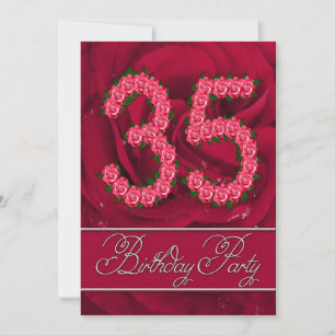 35th birthday party invitation with roses