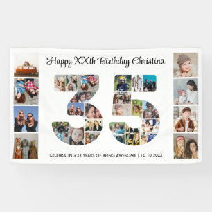 35th Birthday Party Number 35 Photo Collage Banner