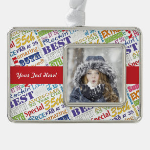 35th Birthday Party Personalised Gifts Silver Plated Framed Ornament