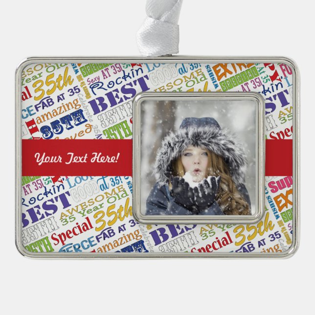 35th Birthday Party Personalised Gifts Silver Plated Framed Ornament (Front)