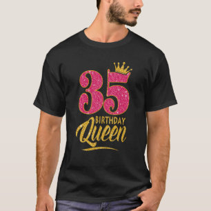 35th Birthday Queen 35 Years Old Girl Crown pink T-Shirt