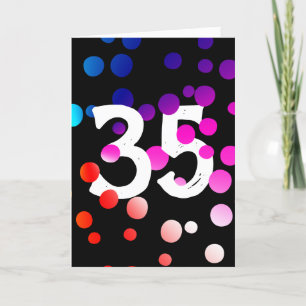 35th Birthday Rainbow Dots on Black Card