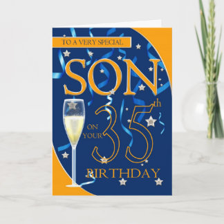 35th Birthday Son - Champagne Glass Card