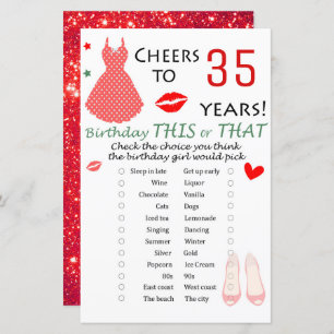 35th Birthday This or That Game