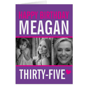 35th birthday three photos hot pink purple white