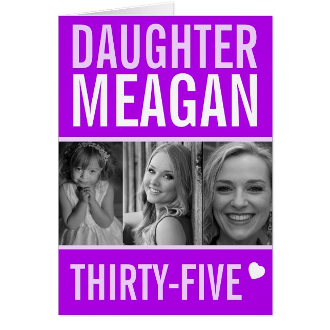 35th birthday three photos purple daughter (Front)