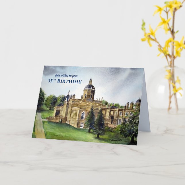 35th Birthday Wishes Castle Howard York Painting Card (Yellow Flower)