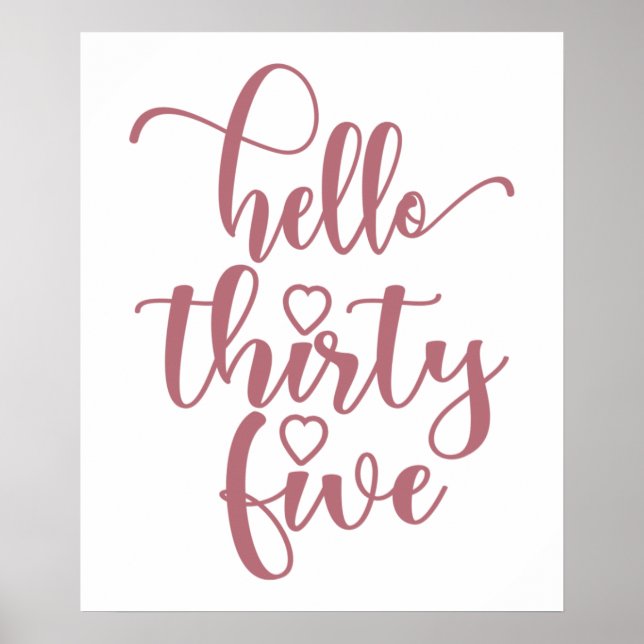 35th Birthday Women Hello 35 Cute 35 Years Old Poster (Front)