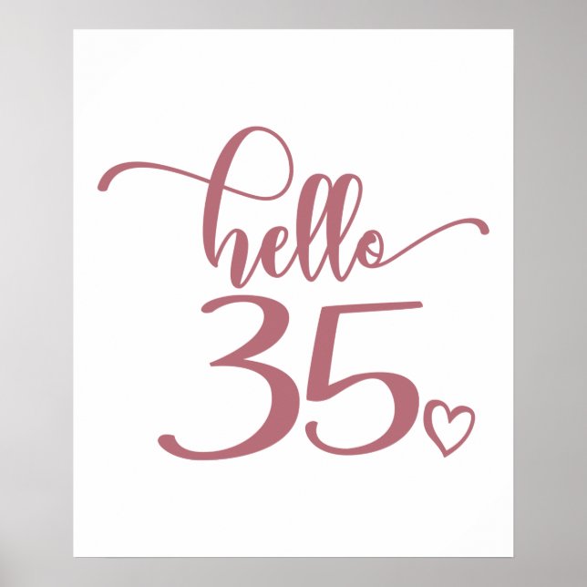 35th Birthday Women Hello 35 Cute 35 Years Old Poster (Front)