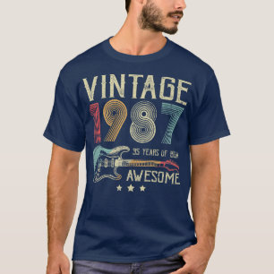 35th Birthday Womens Mens Vintage Awesome 1987 Gui T-Shirt