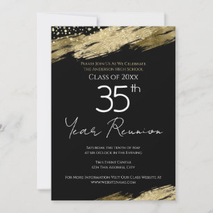 35th Class Reunion Black and Gold Invitation