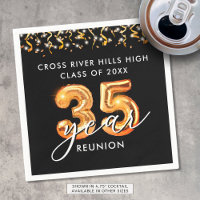 35th Class Reunion Black Orange Balloons Confetti