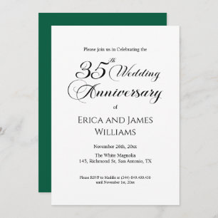 35th Coral Wedding Anniversary Elegant Script Invitation
