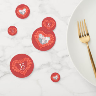 35th coral wedding anniversary heart photo confetti