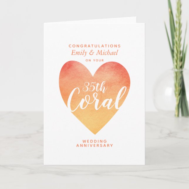 35th CORAL Wedding Anniversary personalised Card (Front)