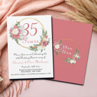 35th Coral Wedding Anniversary Roses Gold Frame
