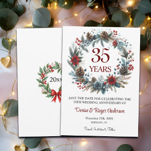 35th Coral Wedding Anniversary Winter Save The Date