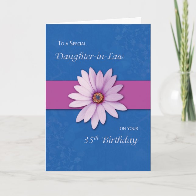 35th Daughter-in-Law Birthday Daisy Pink Purple Card (Front)
