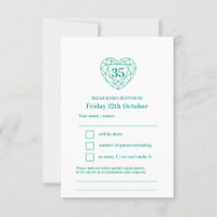 35th emerald green heart anniversary reply RSVP