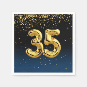 35th Gold Balloons and Confetti Napkins