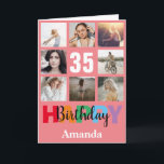 35th Happy Birthday Photo Collage Modern Pink Card<br><div class="desc">35th Happy Birthday Photo Collage Modern Pink Card with personalised name. For further customisation,  please click the "Customise it" button and use our design tool to modify this template.</div>