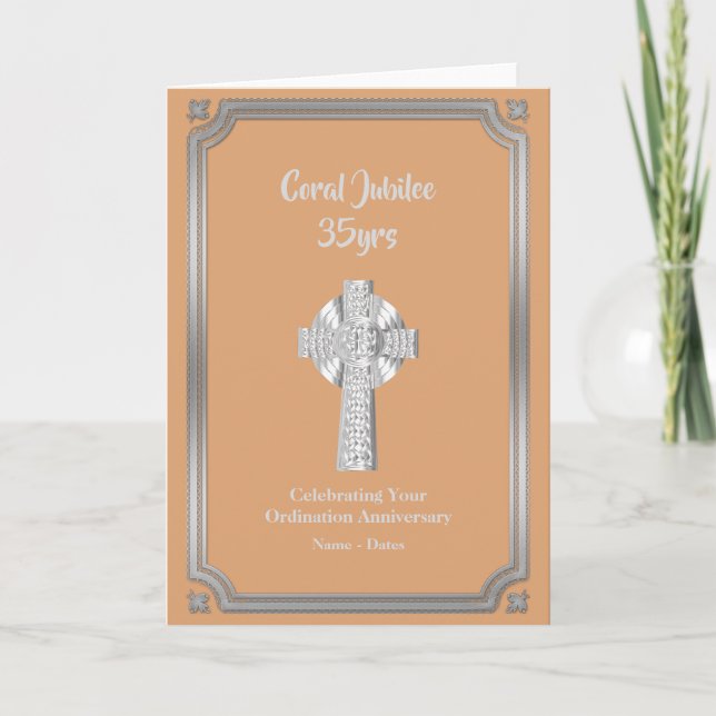 35th Jubilee Ordination Anniversary Priest Coral Card (Front)