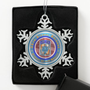35TH SIGNAL BRIGADE SNOWFLAKE PEWTER CHRISTMAS ORNAMENT