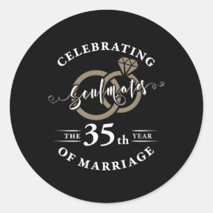 35Th Wedding Anniversary 35 Years Of Marriage Classic Round Sticker