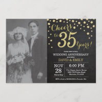 35th Wedding Anniversary Chalkboard Black and Gold