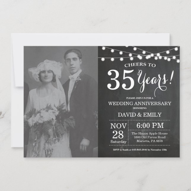 35th Wedding Anniversary Chalkboard Photo Invitation (Front)