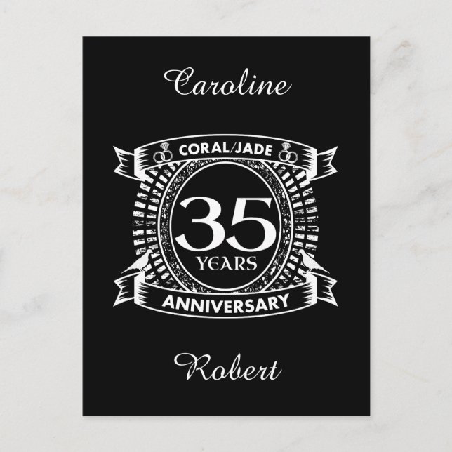 35th wedding anniversary Coral Jade crest Postcard (Front)