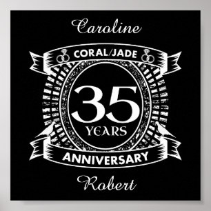 35th wedding anniversary Coral Jade crest Poster