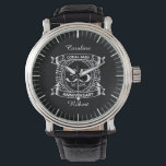 35th wedding anniversary Coral Jade crest Watch<br><div class="desc">A romantic design to celebrate your 35th year of marriage. If you would like any help customising this design please contact me, their is an ask this designer button, just below this text. This thirty fifth, 35 years wedding anniversary crest has the text coral / jade as that is the...</div>
