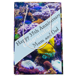 35th Wedding Anniversary Coral  Medium Gift Bag