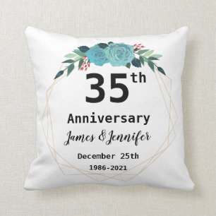 35th Wedding Anniversary Custom Names and Year Cushion