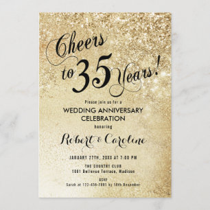 35th Wedding Anniversary Gold Invitation