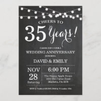 35th Wedding Anniversary Invitation Chalkboard