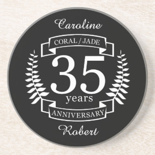 35th Wedding ANNIVERSARY JADE / CORAL Coaster