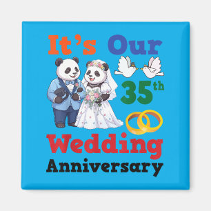 35th Wedding Anniversary Panda Couples Together Magnet