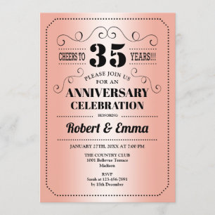 35th Wedding Anniversary Party - Coral Invitation