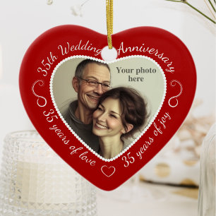 35th Wedding Anniversary Photo Ceramic Tree Decoration