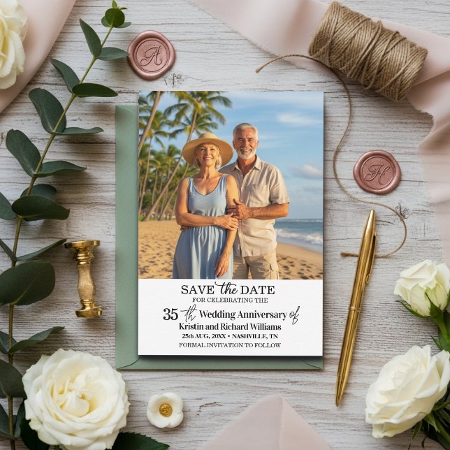35th Wedding Anniversary Save the Date Photo Card (Creator Uploaded)