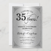 35th Wedding Anniversary - Silver Black Damask