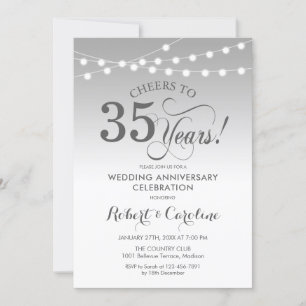 35th Wedding Anniversary - Silver White Invitation