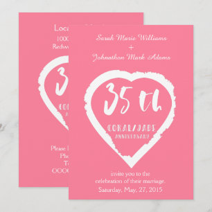 35th wedding anniversary traditional coral jade invitation