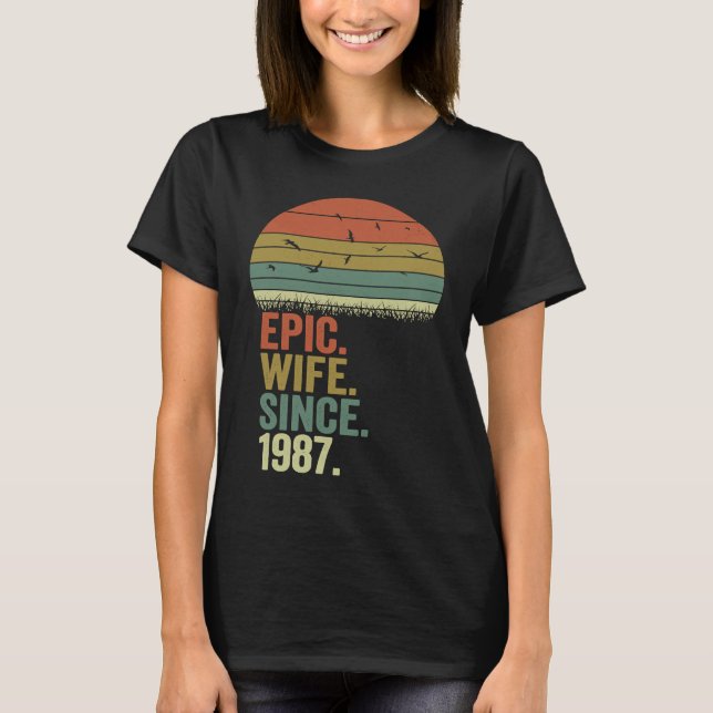 35th Wedding Anniversary Women  Epic Wife Since 19 T-Shirt (Front)