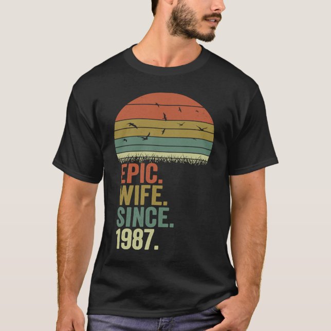35th Wedding Anniversary Women  Epic Wife Since 19 T-Shirt (Front)