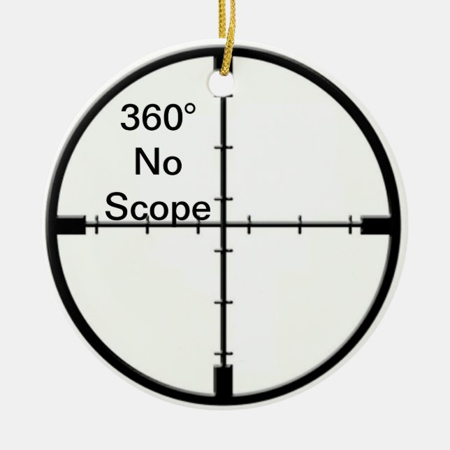 360 No Scope Video Game Joke Crosshairs FPS Ceramic Tree Decoration (Front)