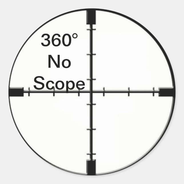360 No Scope Video Game Joke Crosshairs FPS Classic Round Sticker (Front)