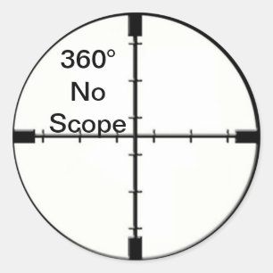 360 No Scope Video Game Joke Crosshairs FPS Classic Round Sticker